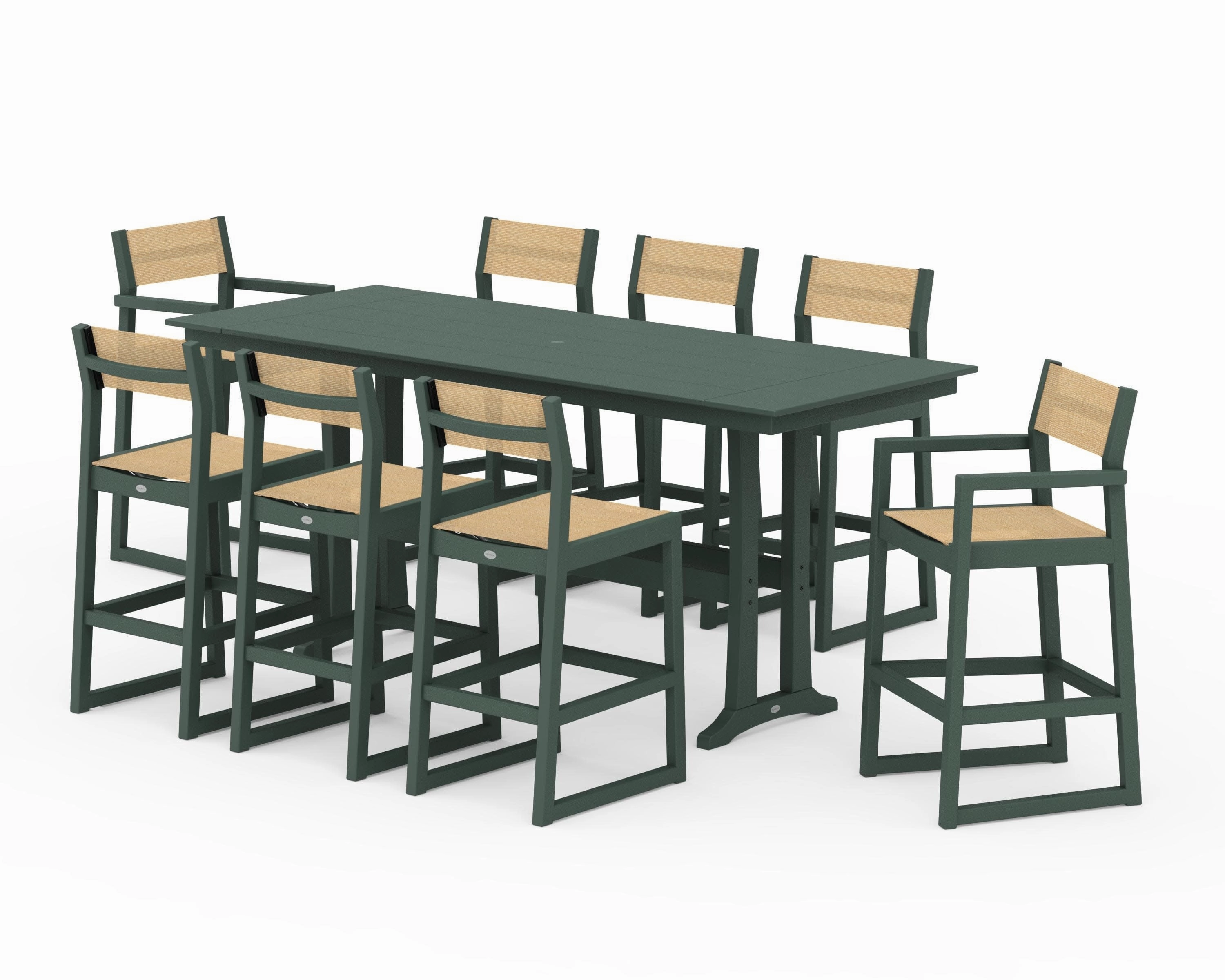 EDGE Sling 9-Piece Farmhouse Bar Set with Trestle Legs