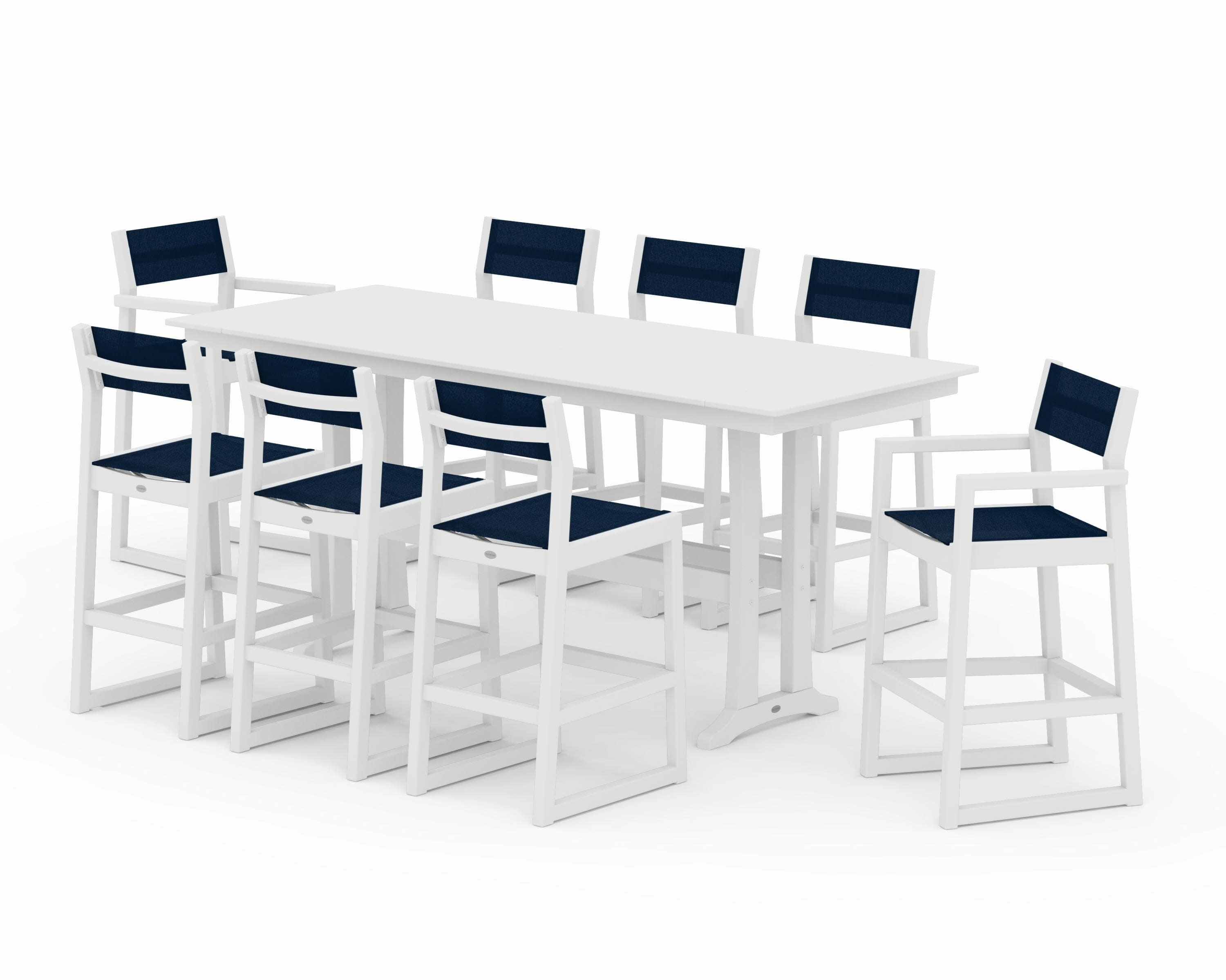 EDGE Sling 9-Piece Farmhouse Bar Set with Trestle Legs
