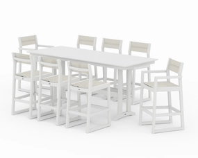 EDGE Sling 9-Piece Farmhouse Bar Set with Trestle Legsoutdoor patio furniture set