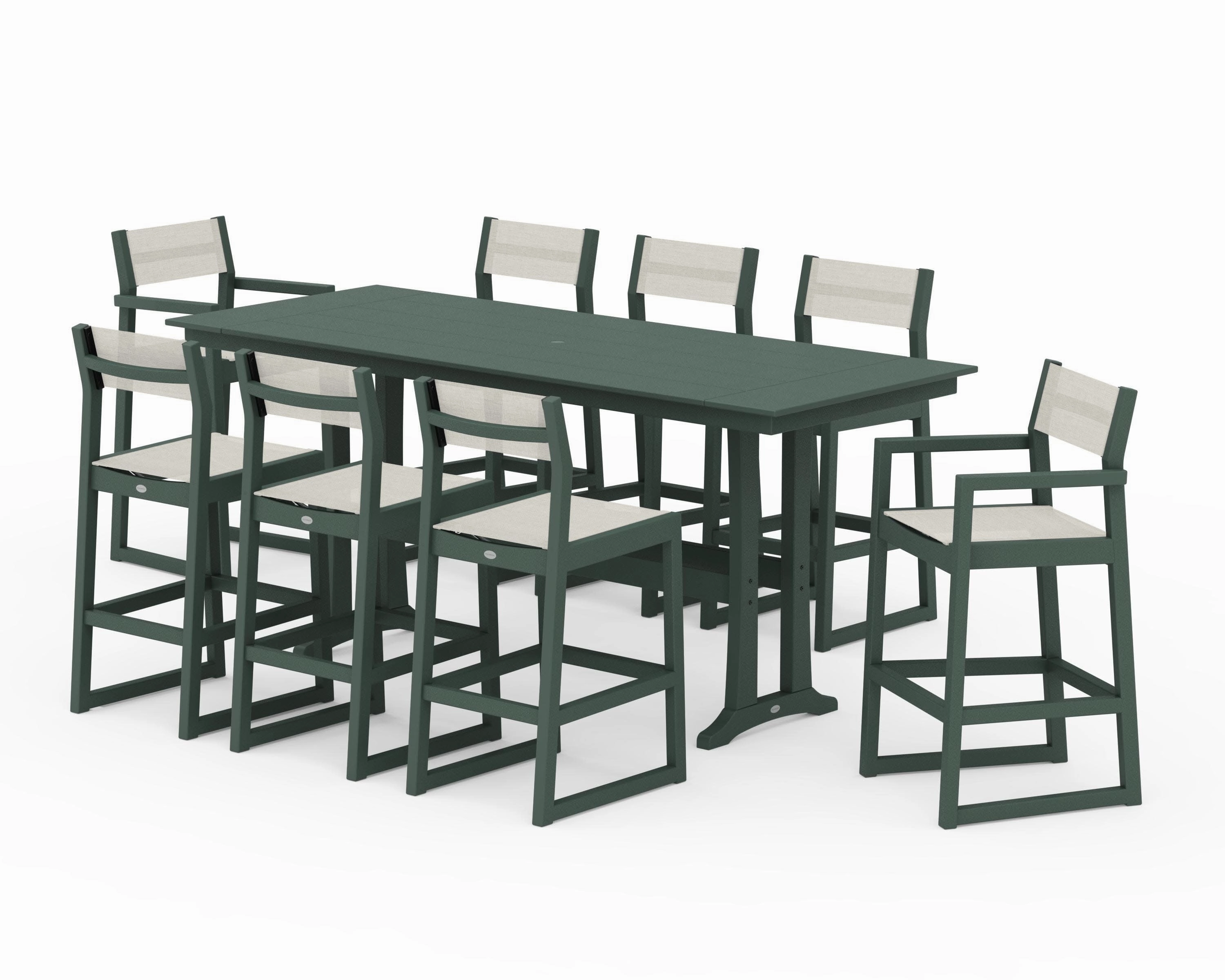 EDGE Sling 9-Piece Farmhouse Bar Set with Trestle Legs