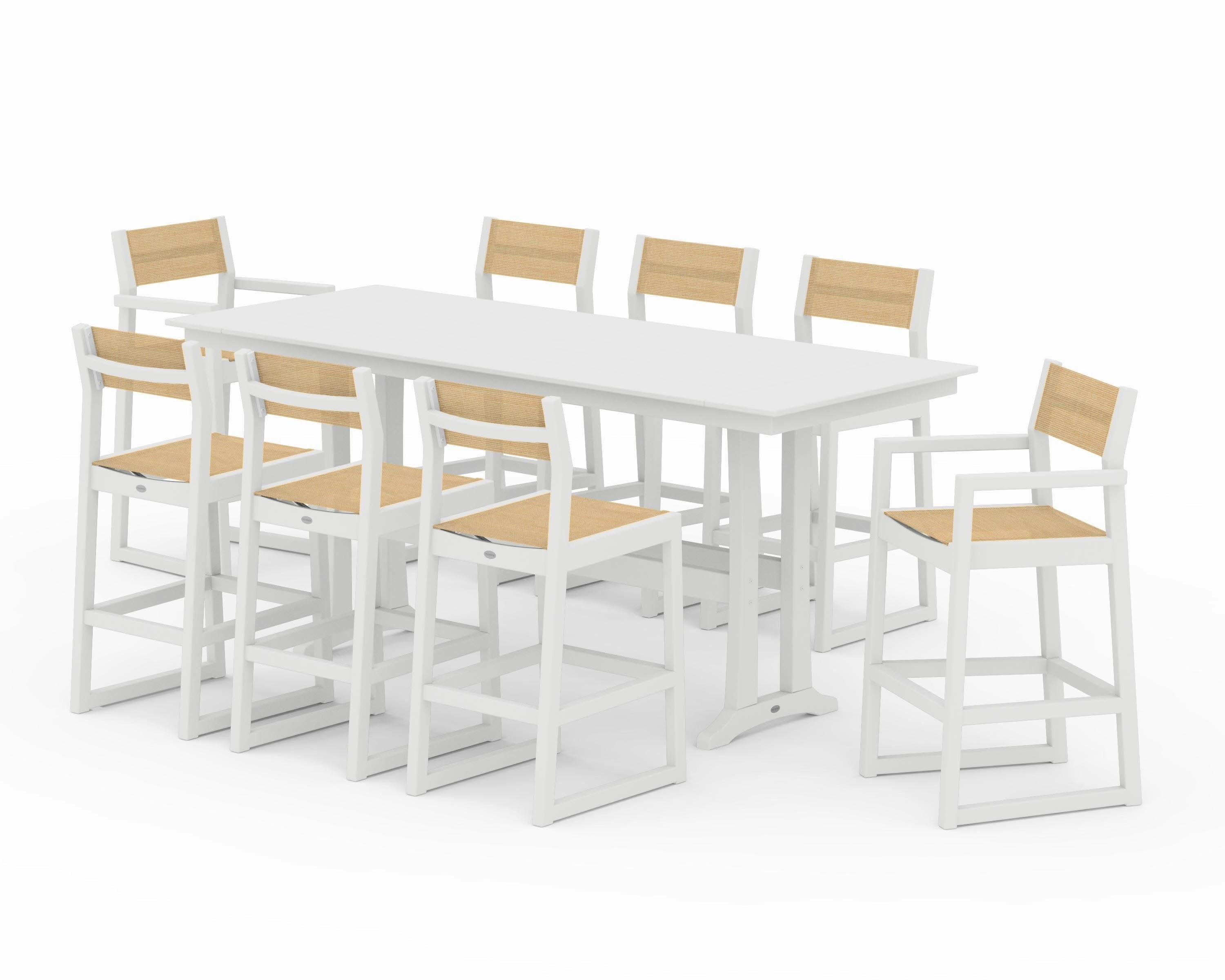 EDGE Sling 9-Piece Farmhouse Bar Set with Trestle Legs