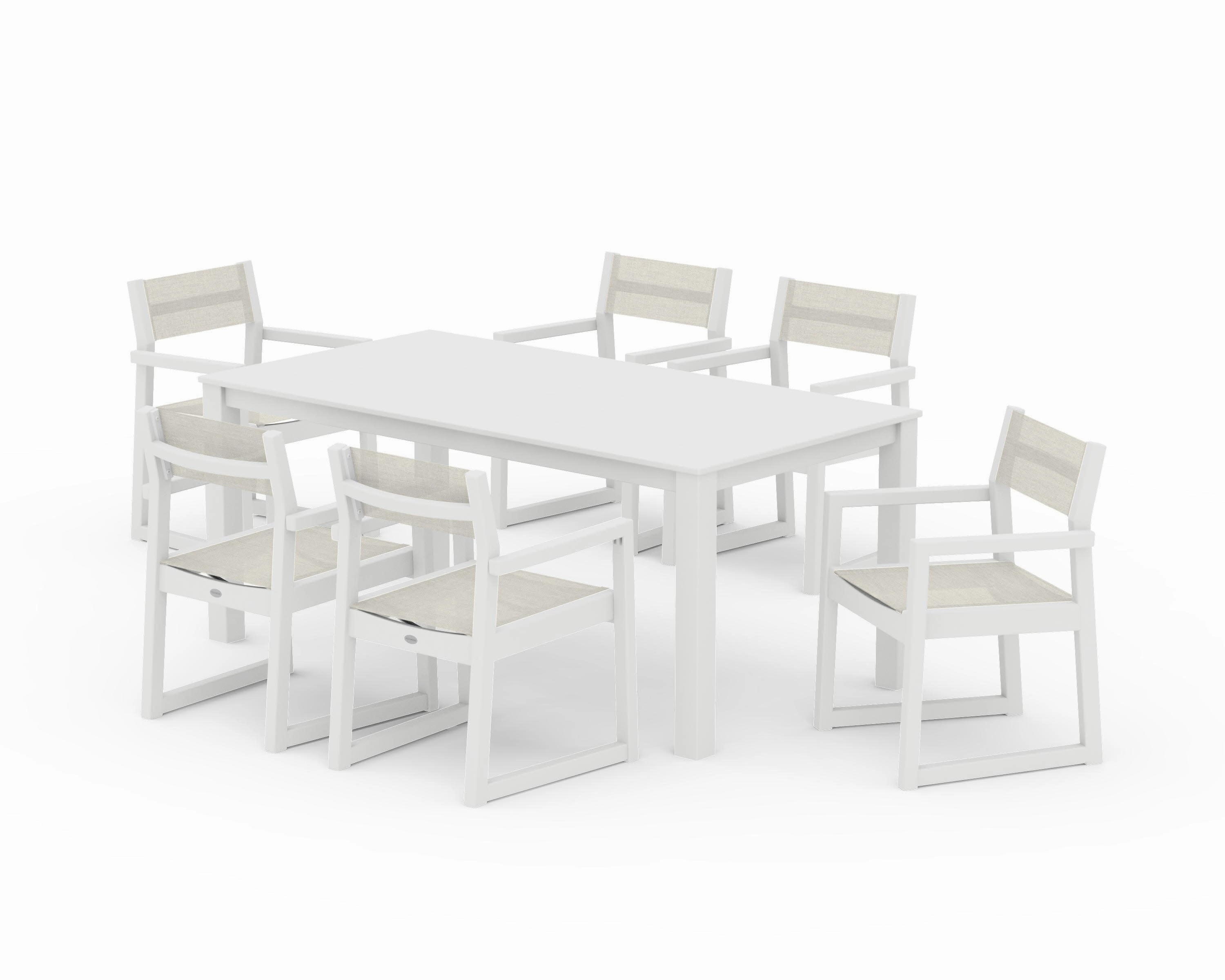 EDGE Sling Arm Chair 7-Piece Parsons Dining Setoutdoor patio furniture set