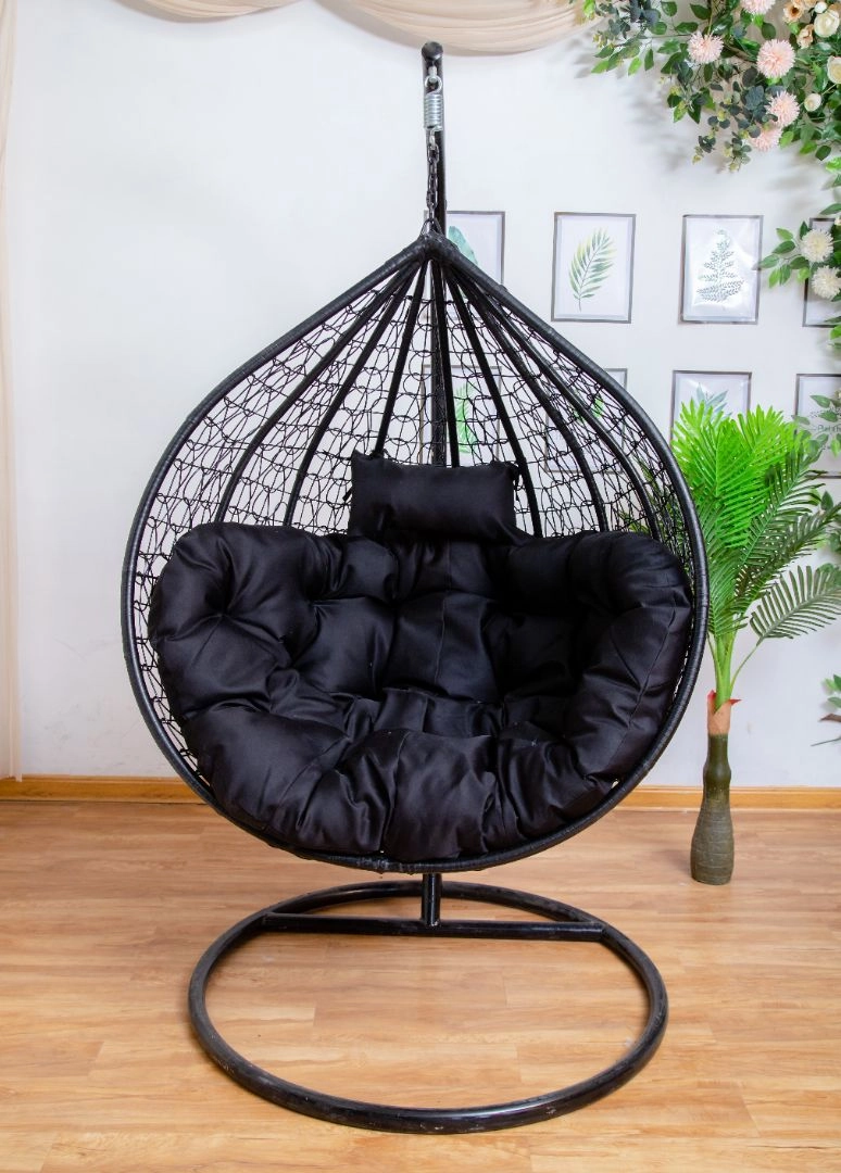 Egg Chair Hanging-  Black Basket & Black Cushionegg swing chair for outdoor use