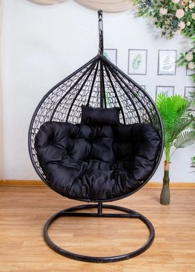 Egg Chair Hanging-  Black Basket & Black Cushionegg swing chair for outdoor use