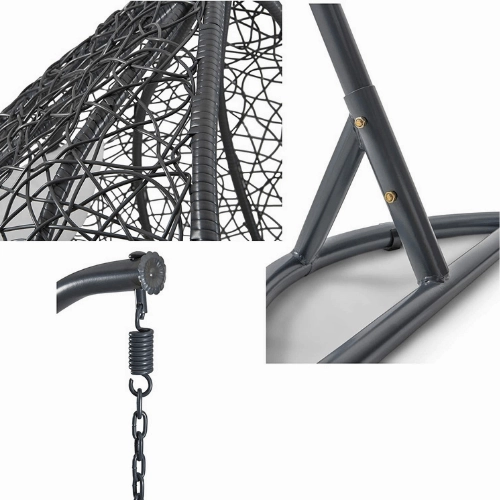 Egg Chair Hanging-  Black Basket & Grey Cushion
