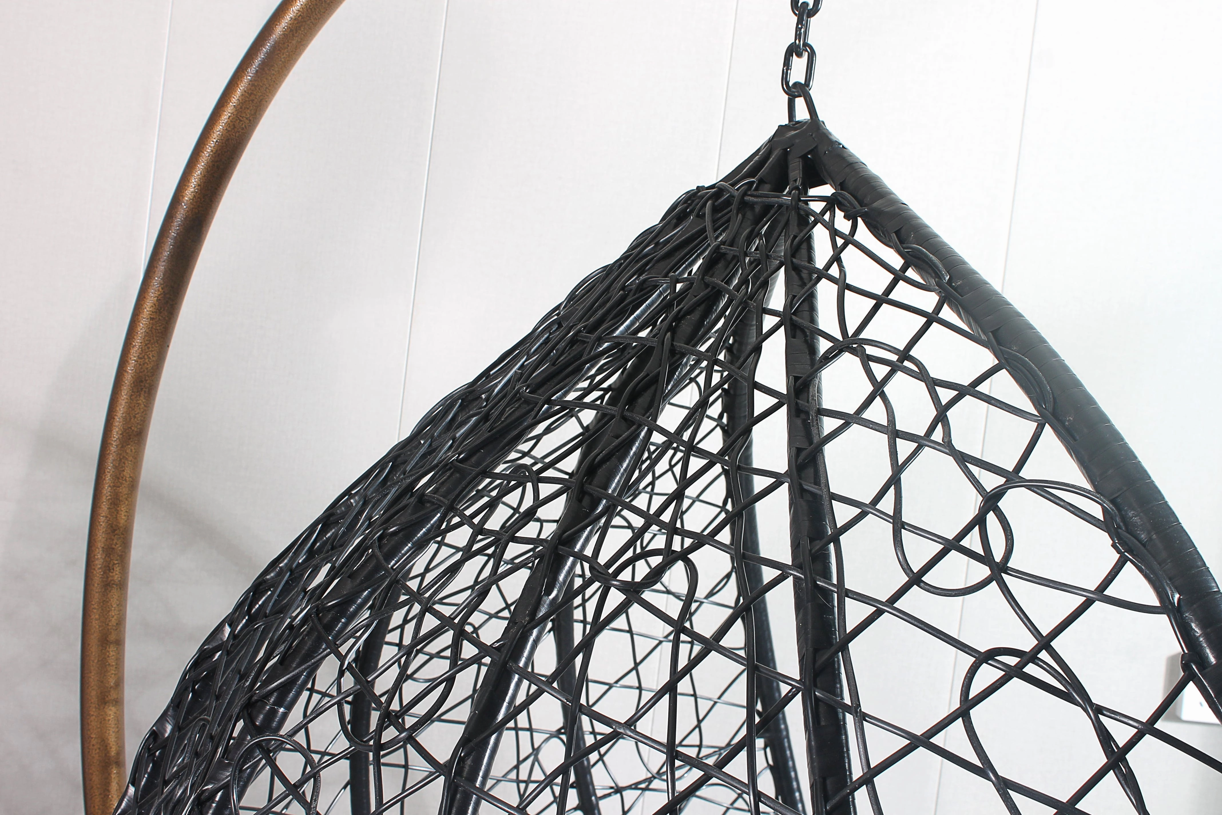 Egg Chair Hanging-  Black Basket & White Cushion
