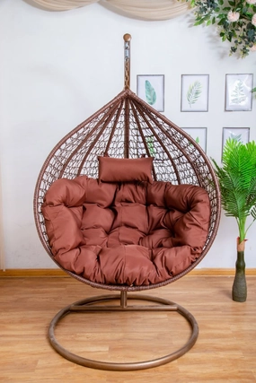 Egg Chair Hanging-  Brown Basket & Brown Cushionegg swing chair for outdoor use