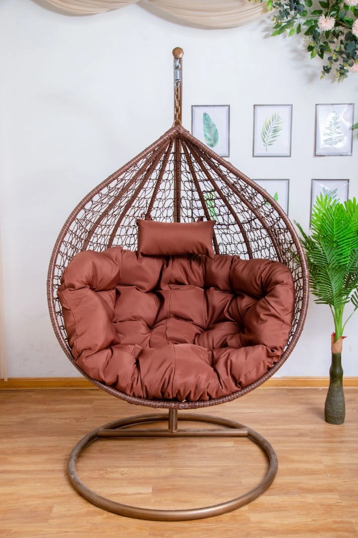 Egg Chair Hanging-  Brown Basket & Brown Cushionegg swing chair for outdoor use
