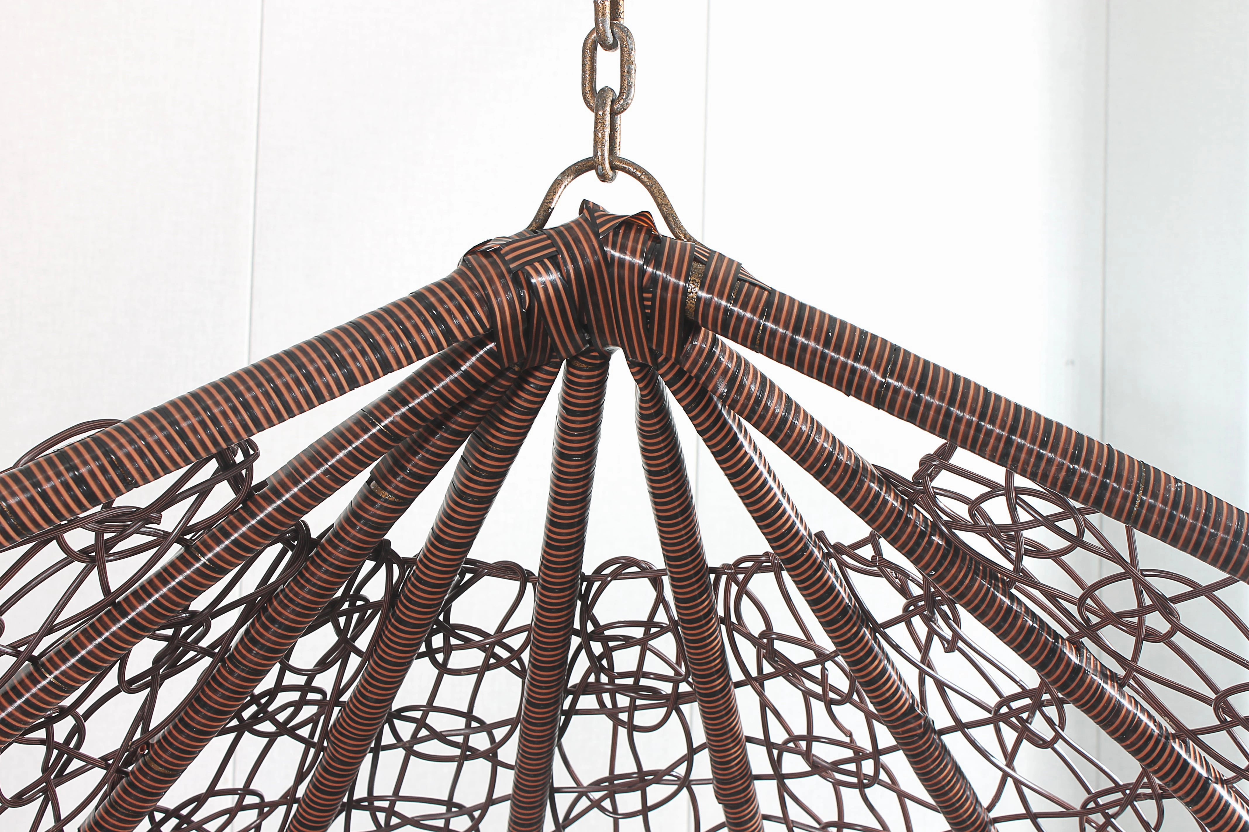 Egg Chair Hanging-  Brown Basket & Grey Cushion