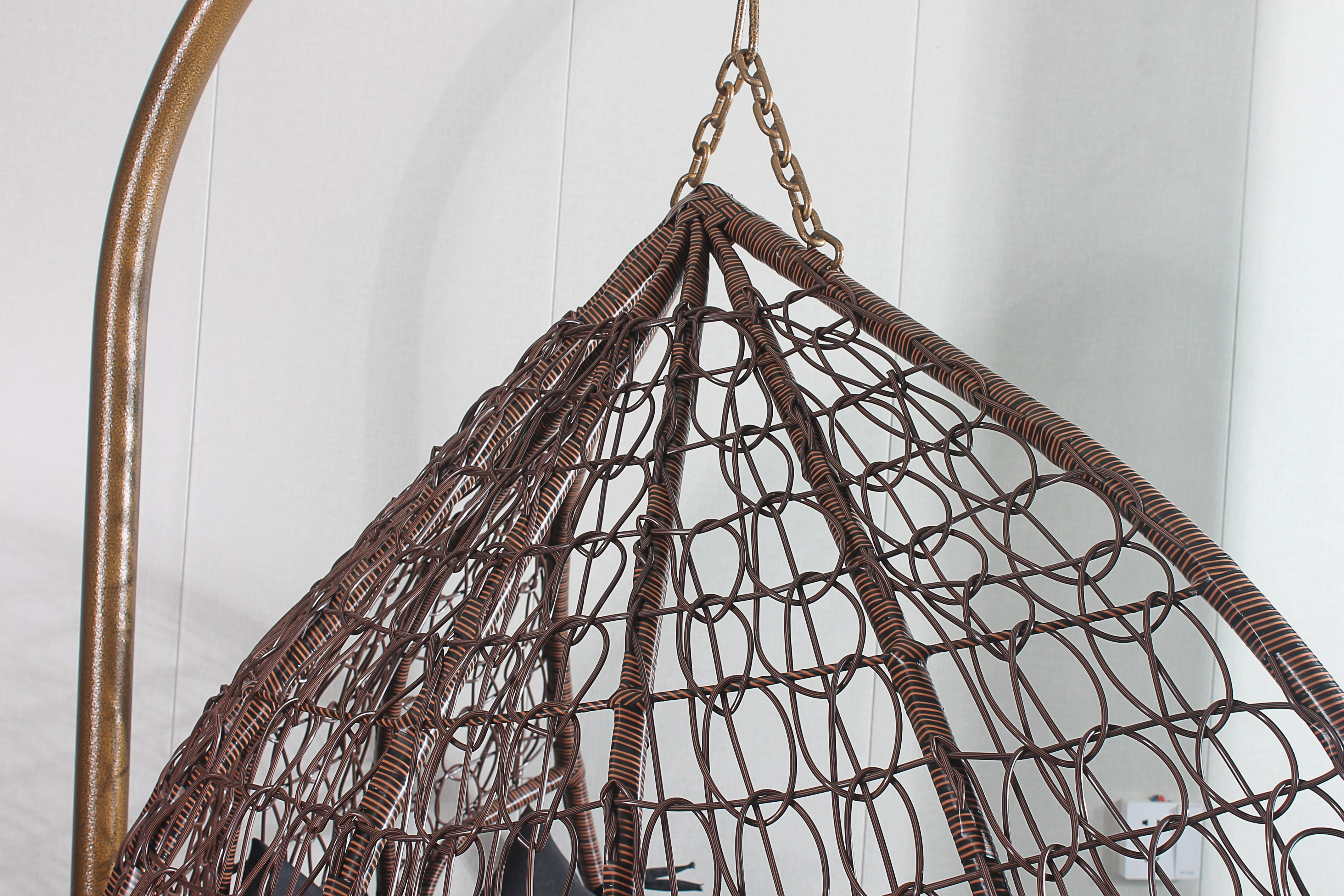 Egg Chair Hanging-  Brown Basket & Grey Cushion