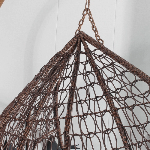 Egg Chair Hanging-  Brown Basket & Red Cushion