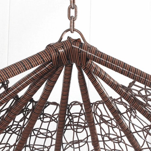 Egg Chair Hanging-  Brown Basket & Red Cushion
