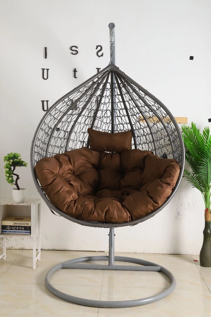 Egg Chair Hanging-  Grey Basket & Brown Cushionegg swing chair for outdoor use