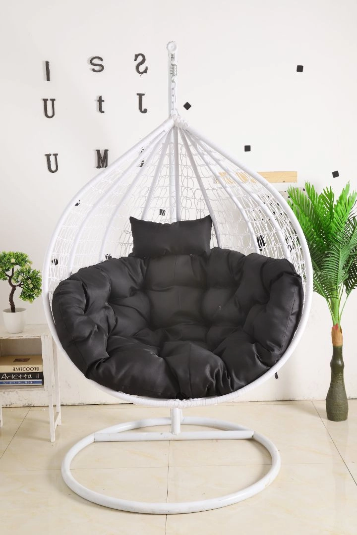 Egg Chair Hanging-  White Basket & Black Cushionegg swing chair for outdoor use