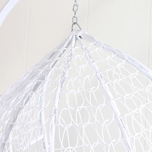 Egg Chair Hanging-  White Basket & Brown Cushion