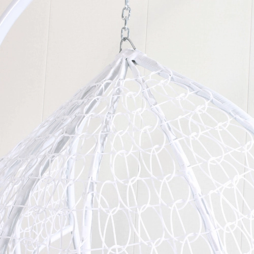 Egg Chair Hanging-  White Basket & Red Cushion