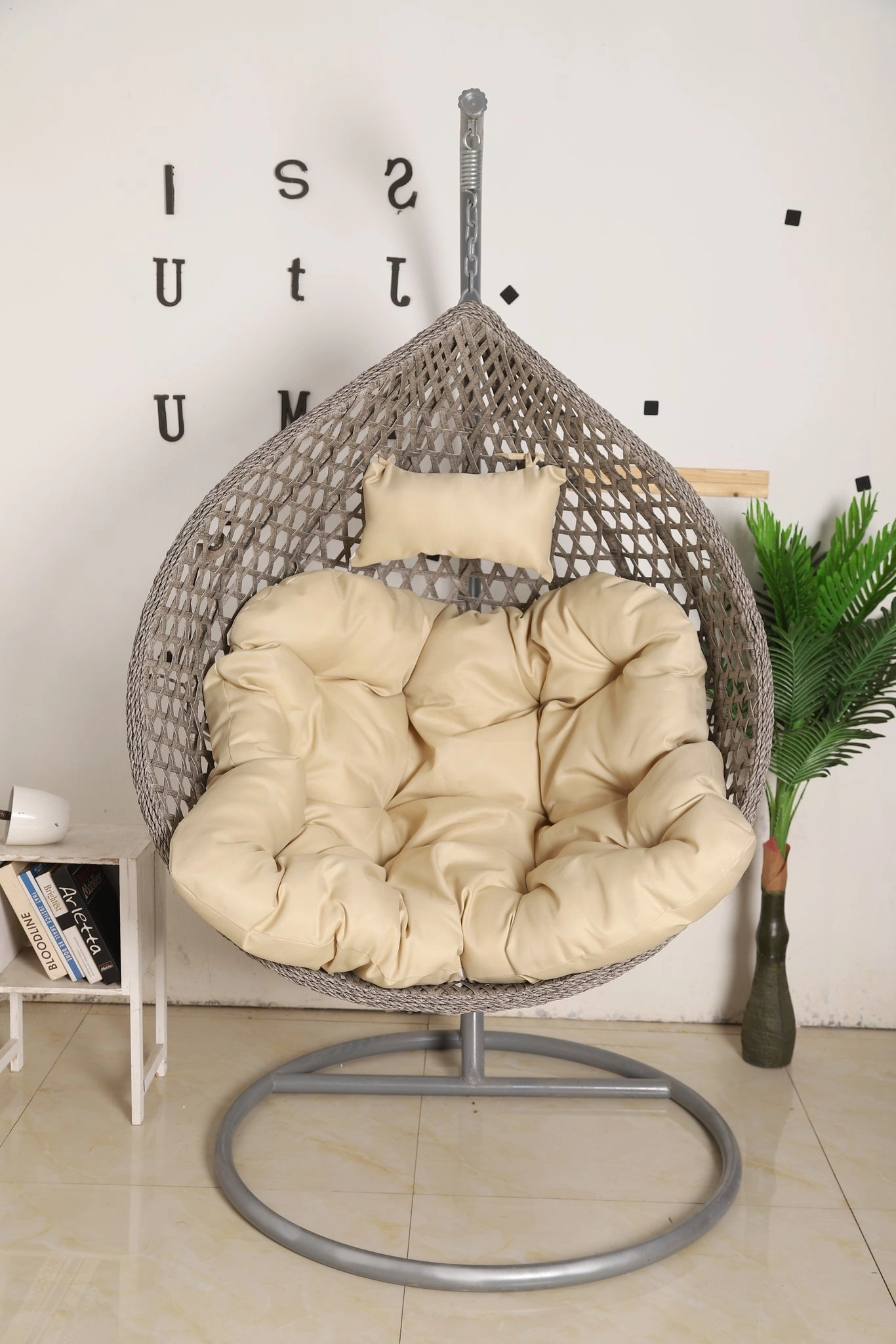 Egg Chair Hanging LUXURY model - Grey Basket