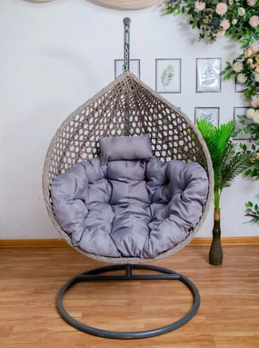 Egg Chair Hanging LUXURY model - Grey Basketegg swing chair for outdoor use