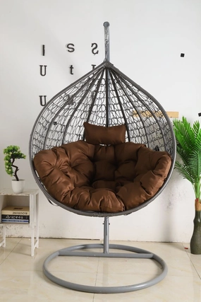 Egg Chair Single Seat - Grey Basket & Brown Cushionegg swing chair for outdoor use