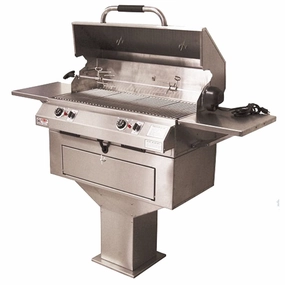Electrichef 32" Ruby Dual Control Pedestal Base Outdoor Electric Grill 4400-EC-448-PB-D-32 professional outdoor BBQ grill set