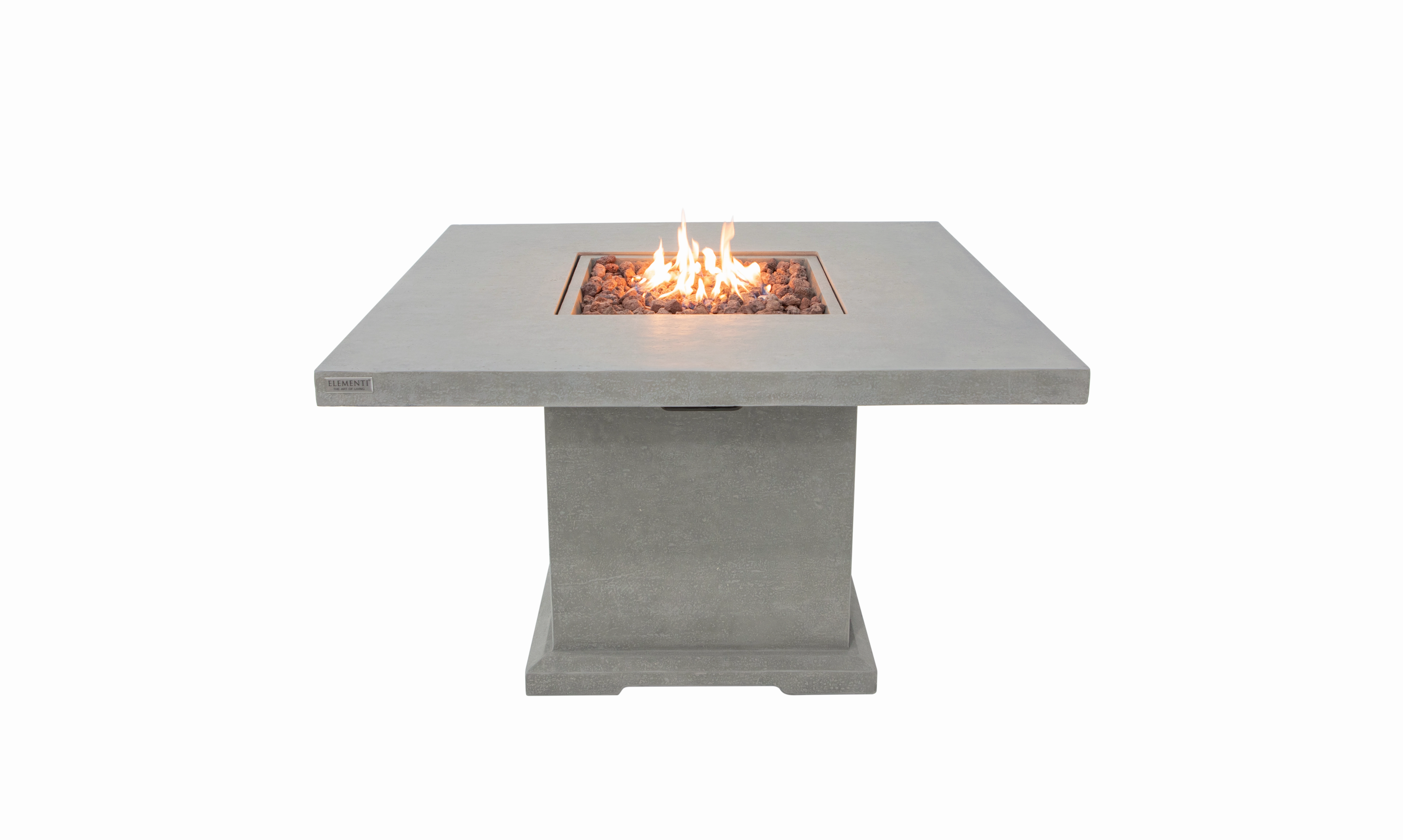 Elementi - Birmingham Dining Square Concrete Fire Pit Table, Hidden Propane Storage - OFG202portable outdoor fire pit with lid