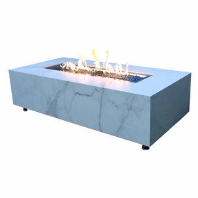 Elementi - Carrara Marble Porcelain Rectangular Fire Pit Table - OFP121BWportable outdoor fire pit with lid