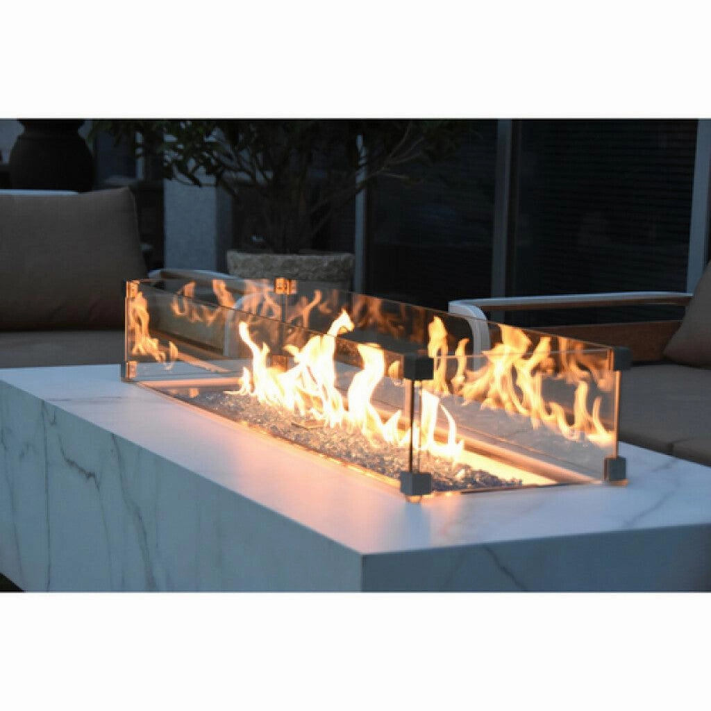 Elementi - Carrara Marble Porcelain Rectangular Fire Pit Table - OFP121BW
