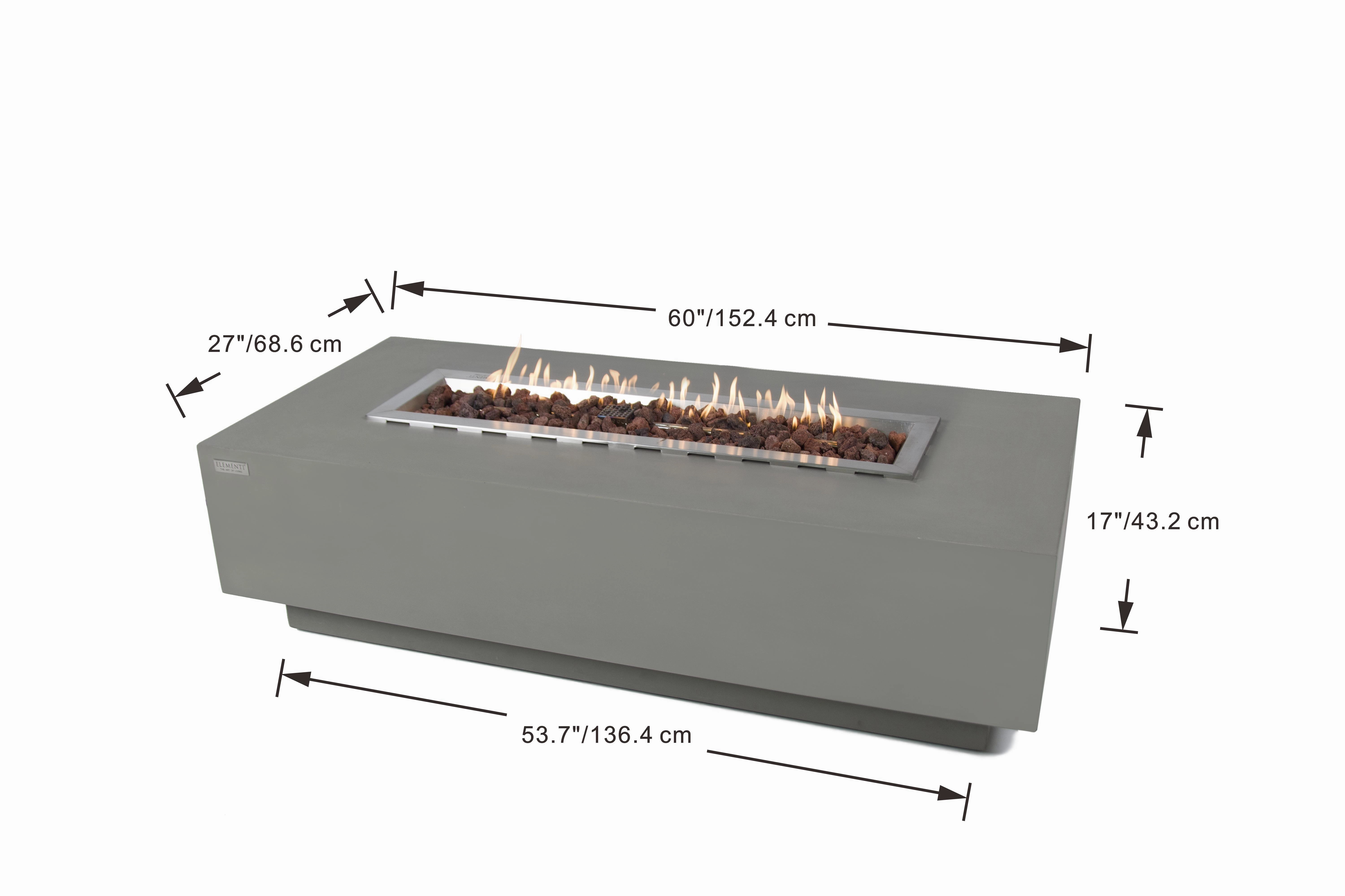 Elementi - Granville Rectangular Concrete Fire Pit Table OFG121