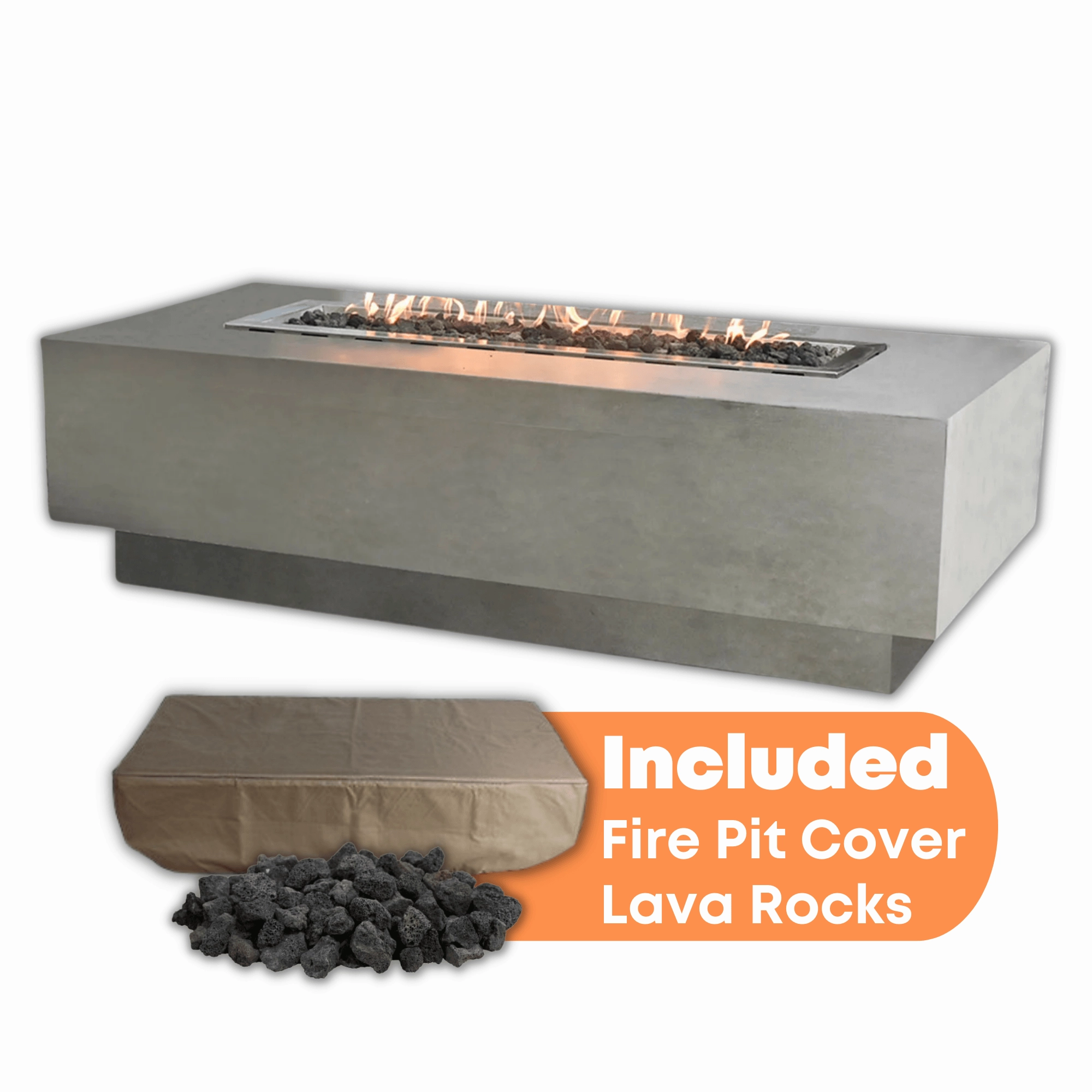 Elementi - Granville Rectangular Concrete Fire Pit Table OFG121portable outdoor fire pit with lid