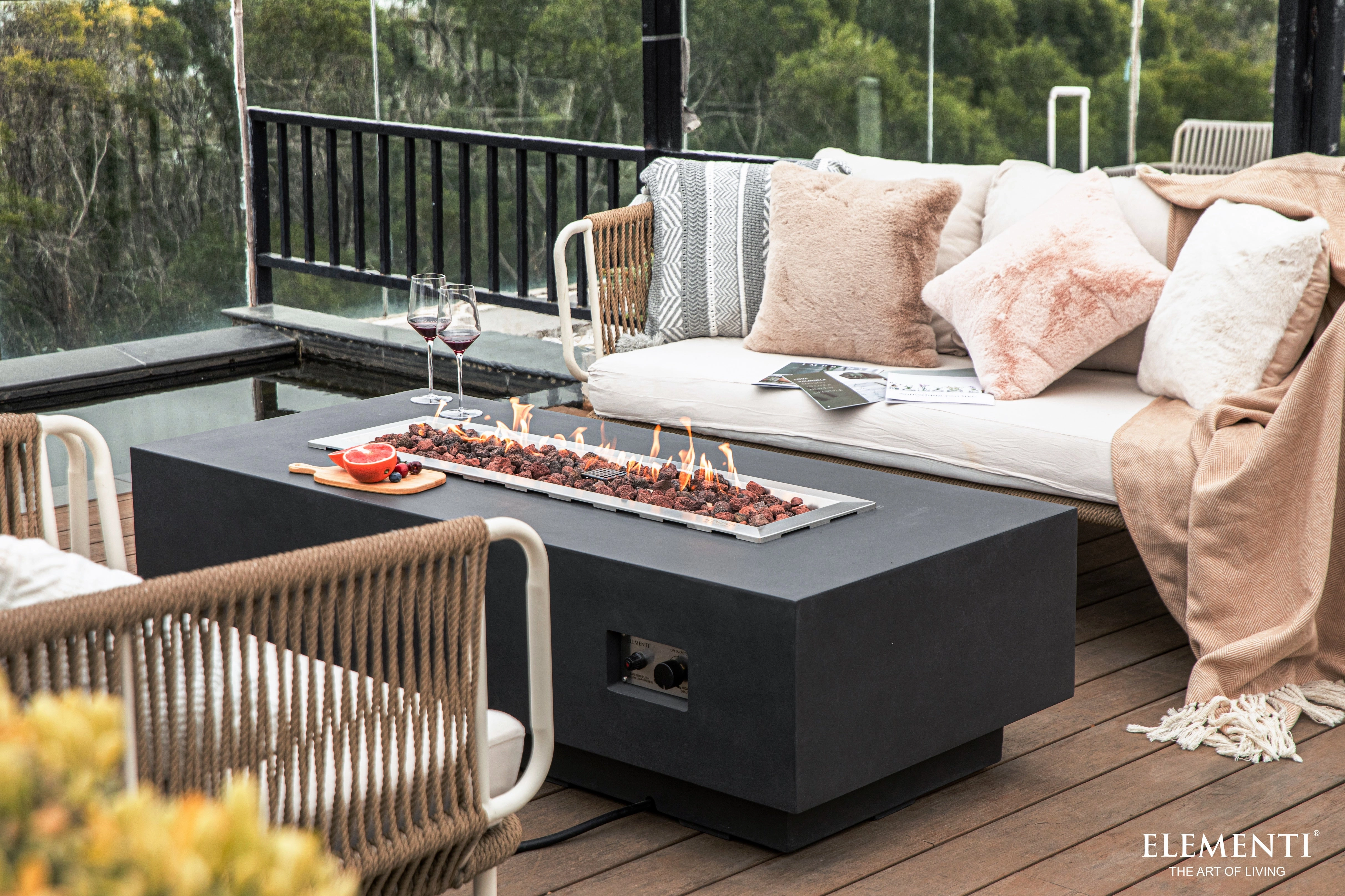 Elementi - Granville Rectangular Concrete Fire Pit Table OFG121