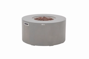 Elementi - Pacaya Round Concreate Fire Pit Table, Hidden Propane Storage OFG311portable outdoor fire pit with lid