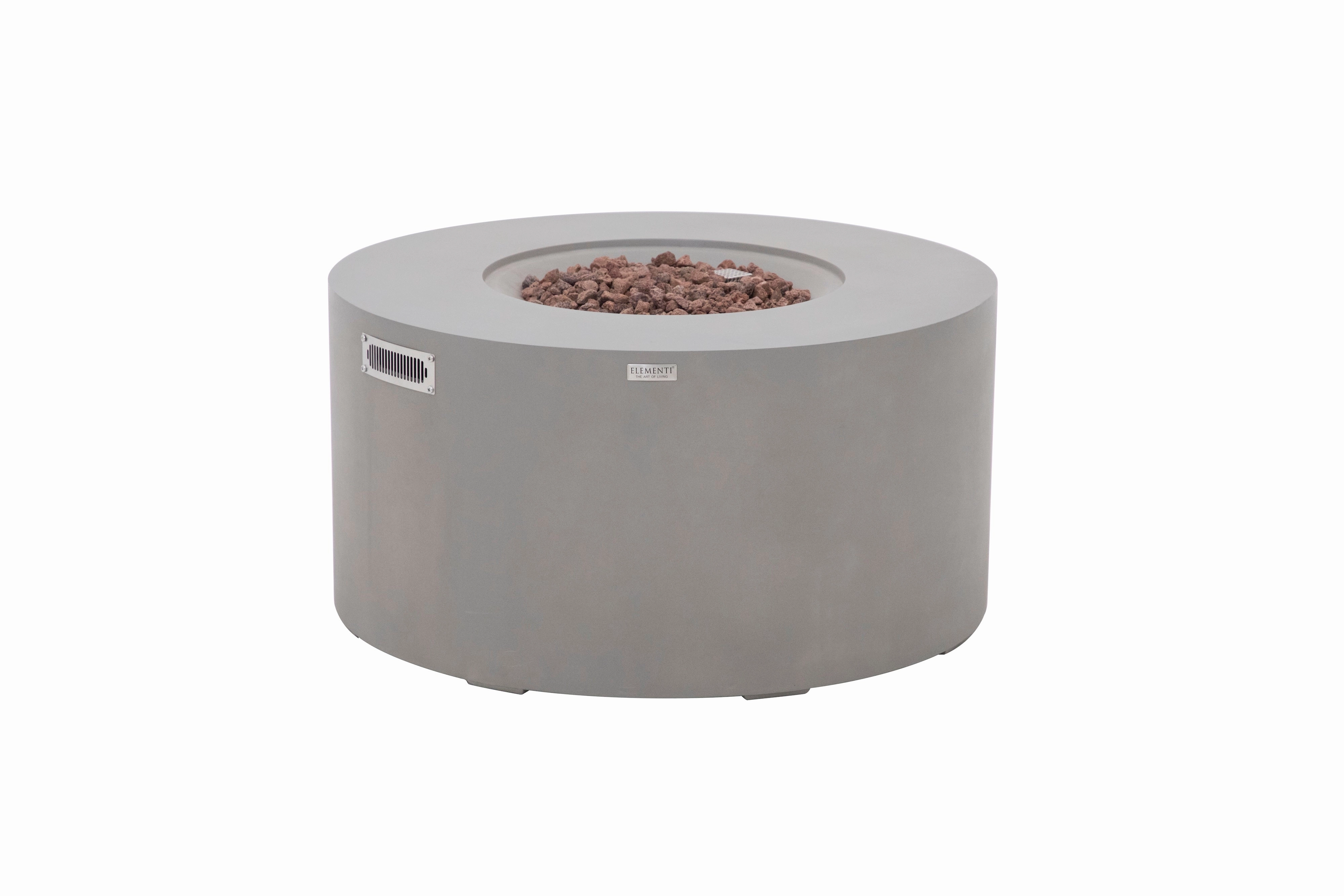 Elementi - Pacaya Round Concreate Fire Pit Table, Hidden Propane Storage OFG311portable outdoor fire pit with lid