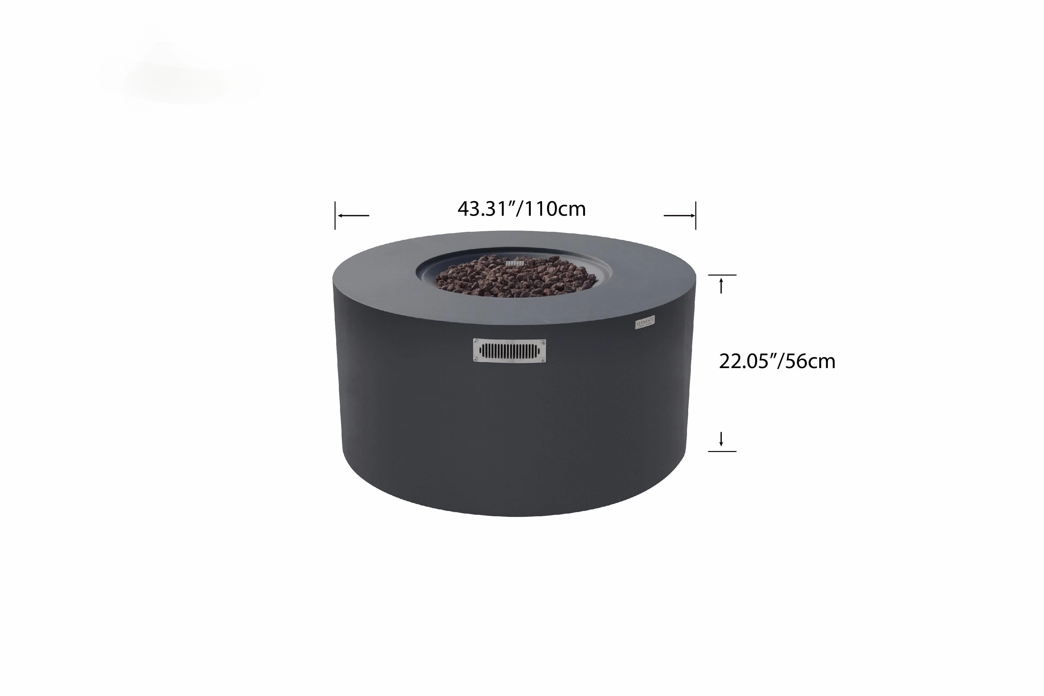Elementi - Pacaya Round Concreate Fire Pit Table, Hidden Propane Storage OFG311