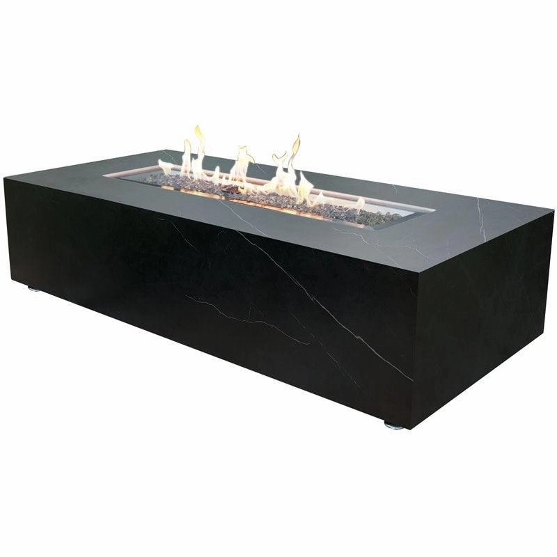 Elementi - Varna Marble Porcelain Rectangular Fire Pit Table - OFP121BBportable outdoor fire pit with lid