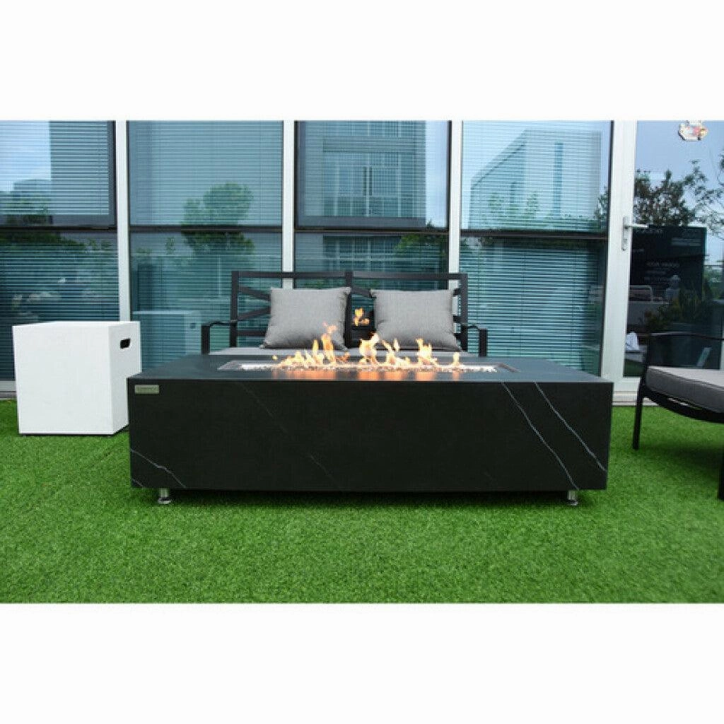 Elementi - Varna Marble Porcelain Rectangular Fire Pit Table - OFP121BB