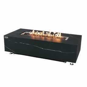 Elementi Plus - Varna Rectangular Marble Fire Pit Table - OFP121BBportable outdoor fire pit with lid