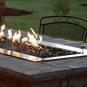 Empire White Mountain Hearth Carol Rose Outdoor Fire Pit, Linear 48-inch Tall Wind Deflector Glass Accessory WG484LTFireproof mat for under fire pit