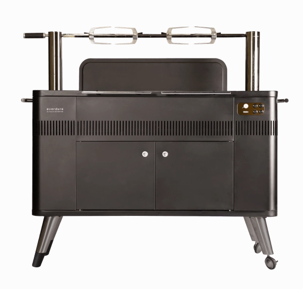 Everdure HUB II 54-Inch Charcoal Grill w/ Rotisserie and Cliplock Forks - HBCE3BUS professional outdoor BBQ grill set