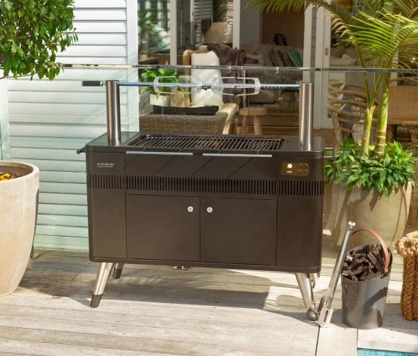 Everdure HUB II 54-Inch Charcoal Grill w/ Rotisserie and Cliplock Forks - HBCE3BUS