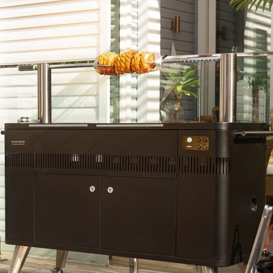 Everdure HUB II 54-Inch Charcoal Grill w/ Rotisserie and Cliplock Forks - HBCE3BUS