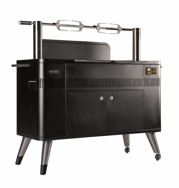 Everdure HUB II 54-Inch Charcoal Grill w/ Rotisserie and Cliplock Forks - HBCE3BUS
