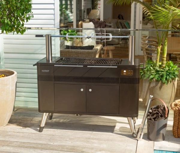 Everdure HUB II 54-Inch Charcoal Grill w/ Rotisserie and Cliplock Forks - HBCE3BUS