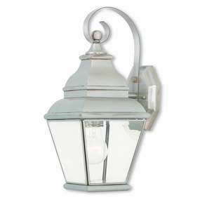Exeter One Light Outdoor Wall Lantern Brushed NickelOutdoor wall sconces with motion sensor
