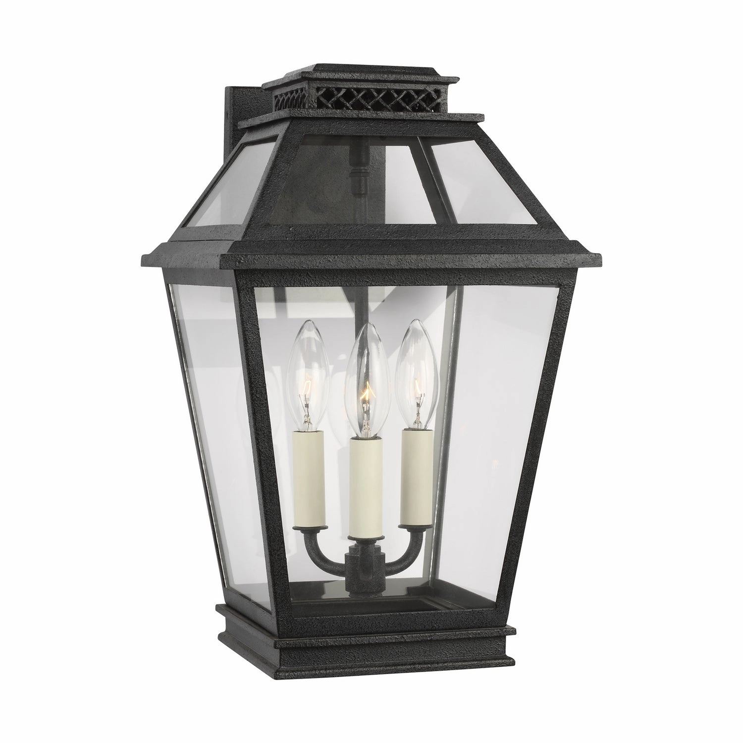 Falmouth Three Light Outdoor Wall Lantern Dark Weathered Zinc
