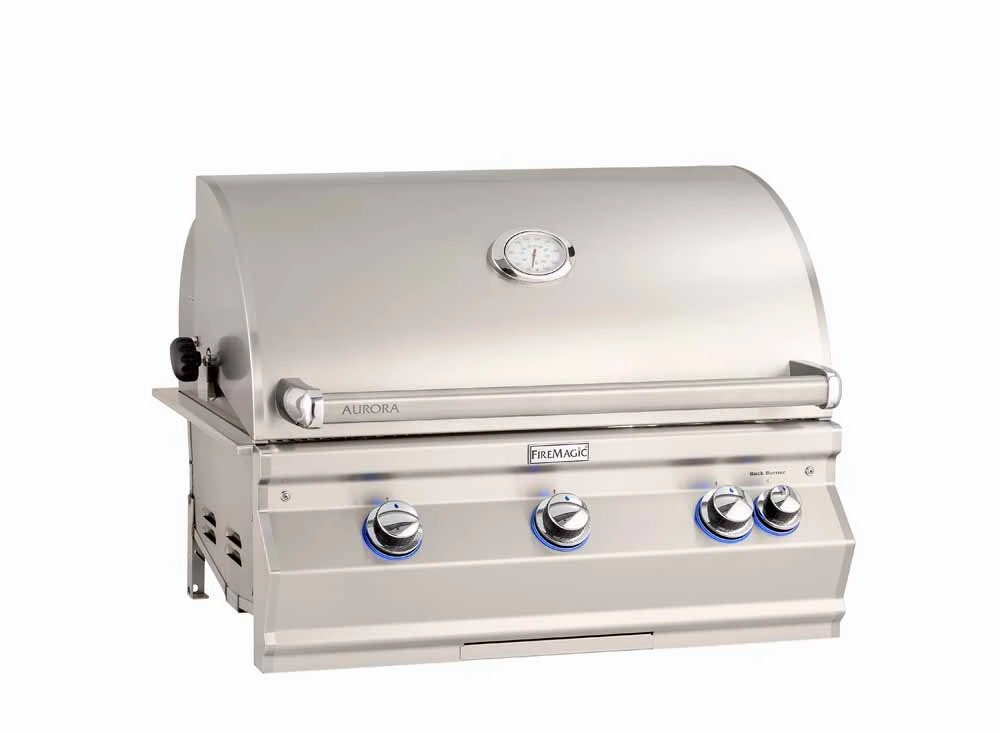 Fire Magic Aurora 30" Built-In Gas Grill with Backburner & Rotisserie Kit A660i professional outdoor BBQ grill set