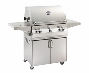 Fire Magic Aurora 30" Portable Gas Grill with Analog Thermometer & Flush Mounted Single Side Burner A660s compact BBQ grill for small spaces