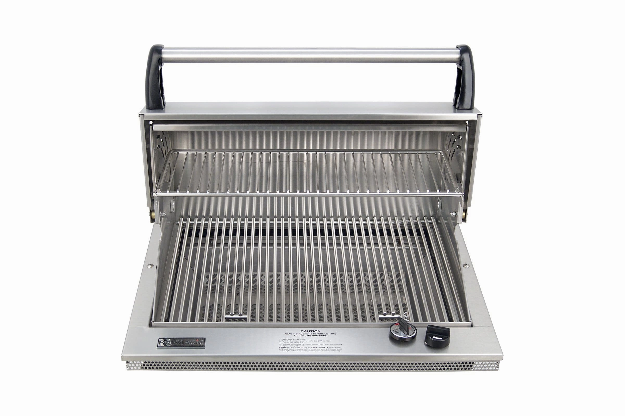 Fire Magic Deluxe Classic Legacy 24" Drop-In Countertop Gas Grill stainless steel BBQ grill with side table