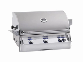 Fire Magic Echelon Diamond 36" Built-In Grill with Analog Thermometer E790i stainless steel BBQ grill with side table