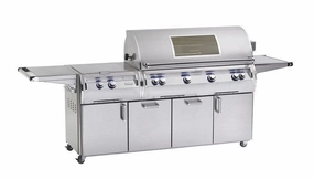 Fire Magic Echelon Diamond 48" Portable Grill with Analog Thermometer & Power Burner E1060s stainless steel BBQ grill with side table