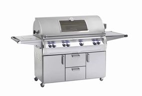 Fire Magic Echelon Diamond 48" Portable Grill with Analog Thermometer and Single Sideburner E1060s stainless steel BBQ grill with side table